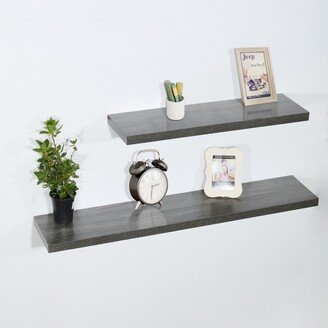 DAVEE FURNITURE Markaly Set of 2 Black Oak Floating Shelf - 31.5