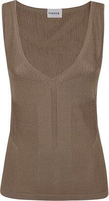 V-Neck Pointelle Knitted Top