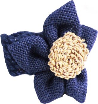 Jute Posy Napkin Ring, Set Of 4, Color Navy Blue