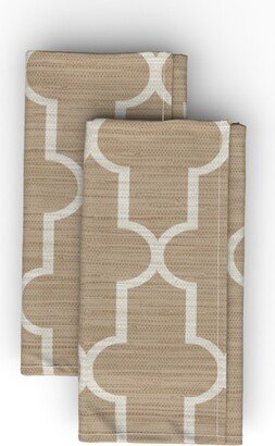 Cloth Napkins: Textured Moroccan Quatrefoil Cloth Napkin, Longleaf Sateen Grand, Brown