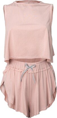 Loreen Label Crop Top & Butterfly Shorts - Powder Rose