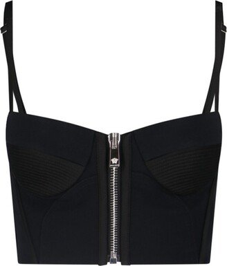 Zip-Up Cropped Bustier Top