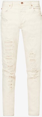 Vayder Mens Antonello Destructed Distressed Regular-fit Tapered-leg Stretch-denim Jeans