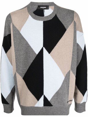 Geometric-Pattern Wool Jumper