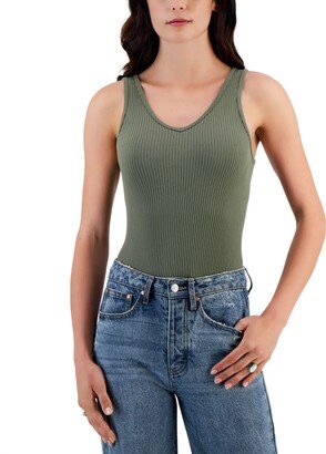 Juniors' Seamless V-Neck Ribbed Bodysuit