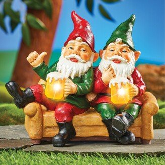 Collections Etc Solar Powered Garden Gnomes Night Out Yard Statues - 11.130 x 10.000 x 7.880