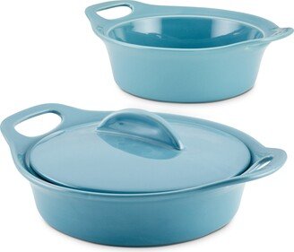 Ceramic Casserole Bakers with Shared Lid Set, 3-Piece