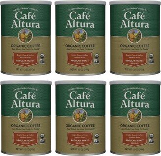 Cafe Altura Organic Ground Coffee Regular Roast - Case of 6/12 oz Canisters