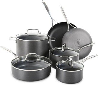 OTHELLO 10-Piece Hard Anodized Pots and Pans Set with Lids, Black