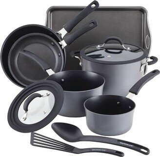 Cook + Create 10pc Hard Anodized Nonstick Cookware Set with Black Handles