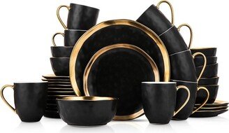 Stone Lain Florian 32-Piece Porcelain Dinnerware Set, Service for 8, Black