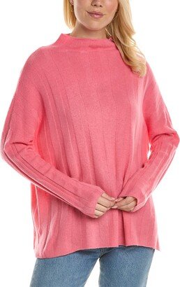 Wide Rib Funnel Cashmere Pullover