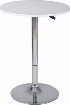 34-44 Inch Classic Bar Table, Adjustable Height Stainless Steel Base, White