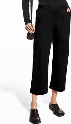 Stretch Linen Crop Pants w/ Pockets