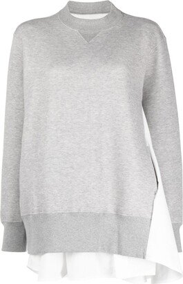 Crew-Neck Layered Cotton Blend Sweatshirt