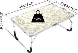 Unique Bargains Foldable Laptop Table, Mini Picnic Bed Tray Reading Desks, White Green - White Green