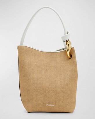 Corner Jute-Print Bucket Bag