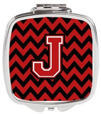 CJ1047-JSCM Letter J Chevron Black & Red Compact Mirror