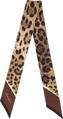 Leopard-Printed Twill Headscarf