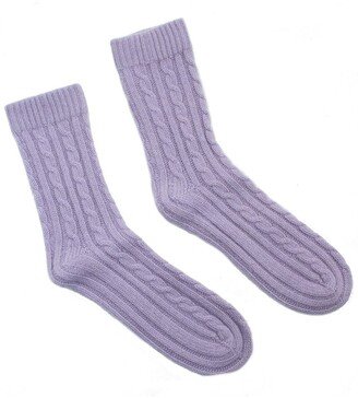 Ladies Chunky Socks With Rows Of Cables-AA