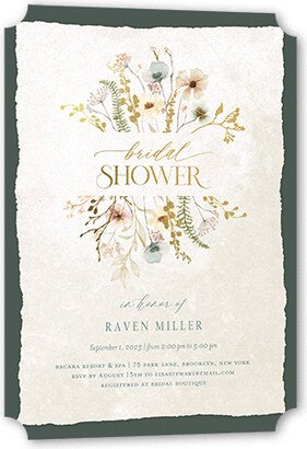 Bridal Shower Invitations: Wild Greenery Bridal Shower Invitation, Green, Gold Foil, 5X7, Matte, Signature Smooth Cardstock, Ticket