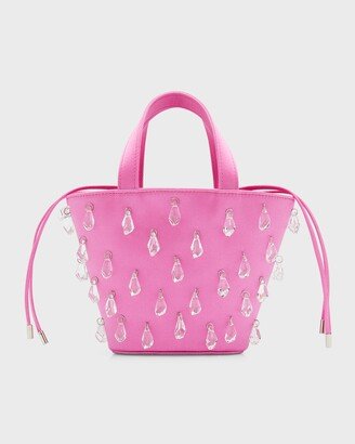 Crystal Drop Satin Bucket Bag