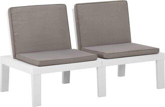 IGEMAN 51.2 Patio Lounge Bench, Comfy Garden Lounge Bench with Cushion, Made of Plastic, Sturdy and Easy to Clean