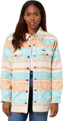 Retro Shacket (White/Turquoise/Orange) Women's Jacket