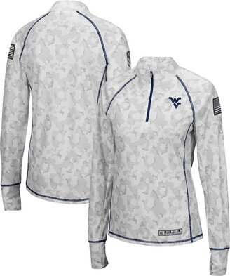 Women's White West Virginia Mountaineers Oht Military-Inspired Appreciation Officer Arctic Camo 1/4-Zip Jacket