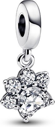 Cubic Zirconia Sparkling Pet Paw Print Dangle Charm