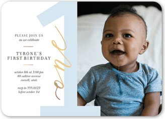 Baby's First Birthday: Only One Birthday Invitation, White, 5X7, Matte, Signature Smooth Cardstock, Rounded