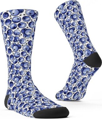 Socks: Watercolor Blueberries Custom Socks, Blue