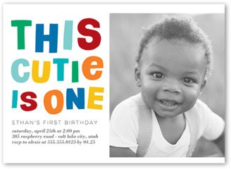 Birthday Cards: This Cutie Birthday Invitation, Red, 5X7, Signature Smooth Cardstock, Square