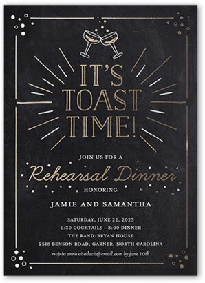 Rehearsal Dinner Invitations: Toast Time Rehearsal Dinner Invitation, Black, 5X7, Standard Smooth Cardstock, Square