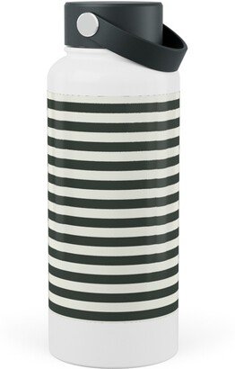 Photo Water Bottles: Stripe - Black And Cream Stainless Steel Wide Mouth Water Bottle, 30Oz, Wide Mouth, Black