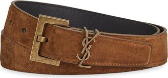 Men's Logo Suede Belt