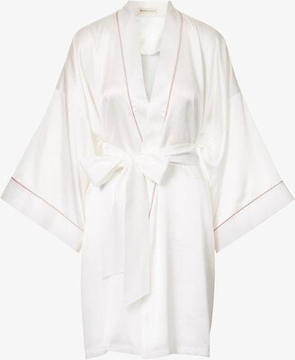 Womens Ivory Oyster Core Mimi Belted ilk Robe