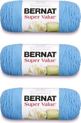 Bernat Super Value Hot Blue Yarn - 3 Pack of 198g/7oz - Acrylic - 4 Medium (Worsted) - 426 Yards - Knitting/Crochet