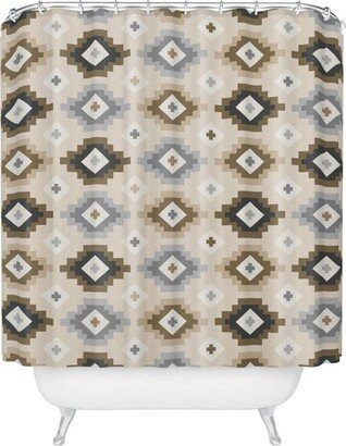 Avenie Geometric Aztec Earth Tones Shower Curtain Beige