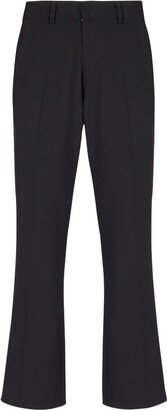 Crepe-Textured Flared Cropped Trousers