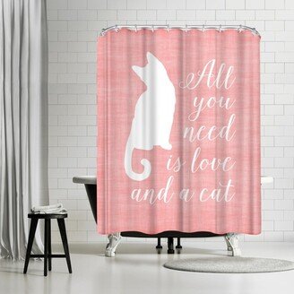 71 x 74 Shower Curtain, Love & A Cat Linen by Samantha Ranlet