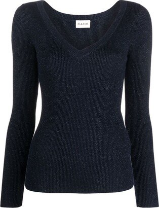 ribbed V-neck jumper-AF