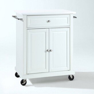 Compact Stone Top Kitchen Cart White