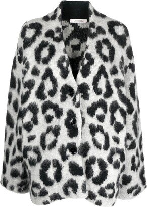 Leopard-Print Knitted Cardi-Coat