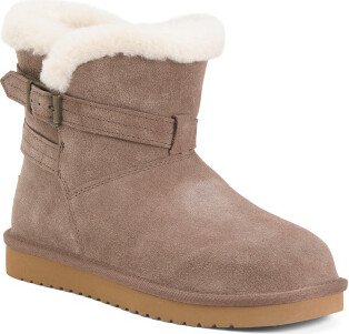 Delene Cozy Suede Buckle Booties for Women