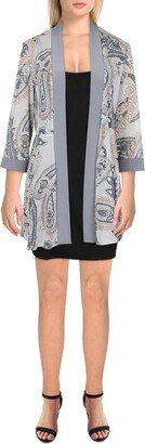 Petites Womens Mesh Printed Duster Blazer-AG