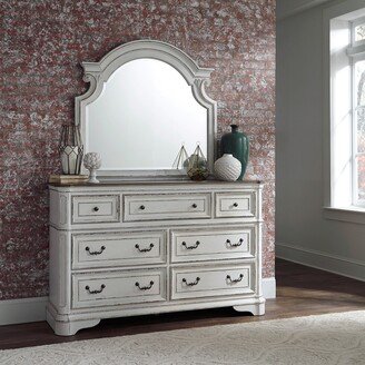 Magnolia Manor Antique White Weathered Bark Dresser & Mirror