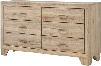 59 Natural Brown Manufactured Wood Six Drawer Double Dresser