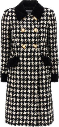 Morphed Buttoned Houndstooth Coat