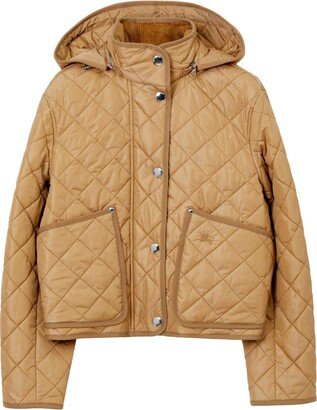 Diamond-Quilted Hooded Jacket-AA